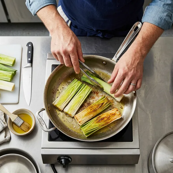 Poireaux grillés à la poêle