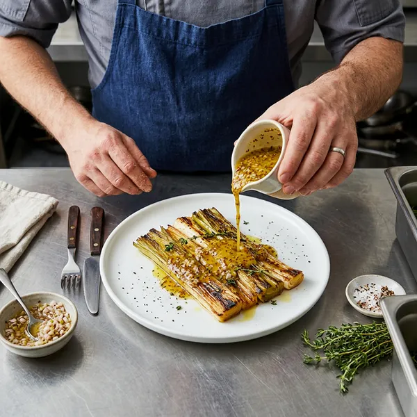Nappage avec la vinaigrette aux échalotes