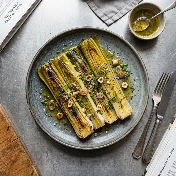 Poireaux vinaigrette rôtis service final